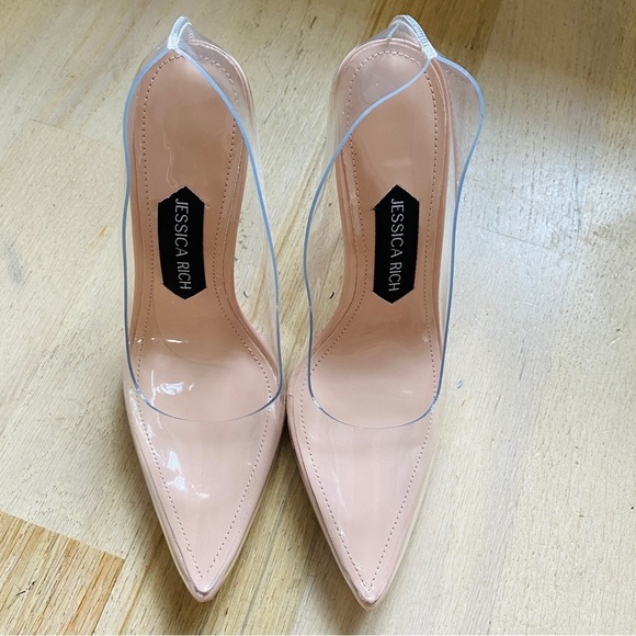 NEW Jessica Rich NUDE leather and polyurethane stiletto pumps - Picture 2 of 11